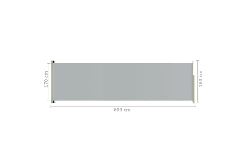 sammenrullelig sidemarkise til terrassen 180x600 cm grå - Grå - Havemøbler - Solafskærmning - Markiser - Balkonmarkise