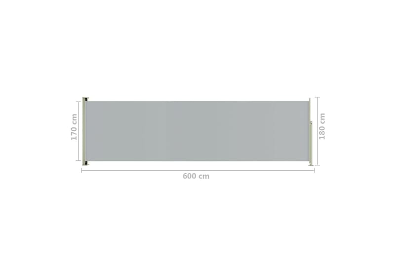 sammenrullelig sidemarkise til terrassen 180x600 cm grå - Grå - Balkonmarkise - Markiser - Sidemarkise - Altanafskærmning