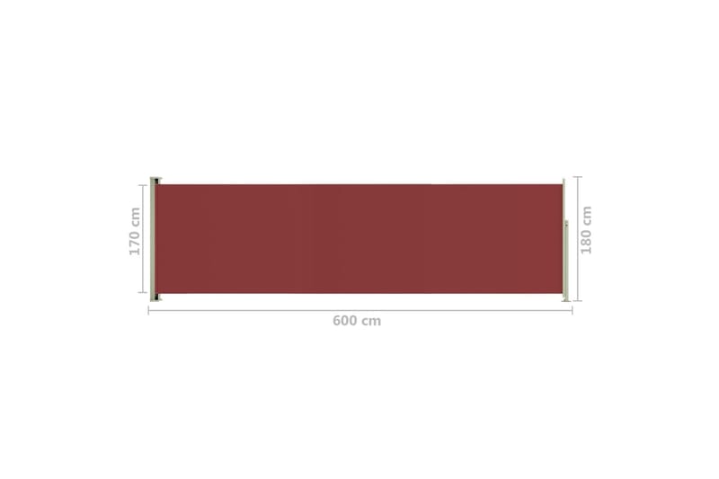 sammenrullelig sidemarkise til terrassen 180x600 cm rød - Rød - Balkonmarkise - Markiser - Sidemarkise - Altanafskærmning