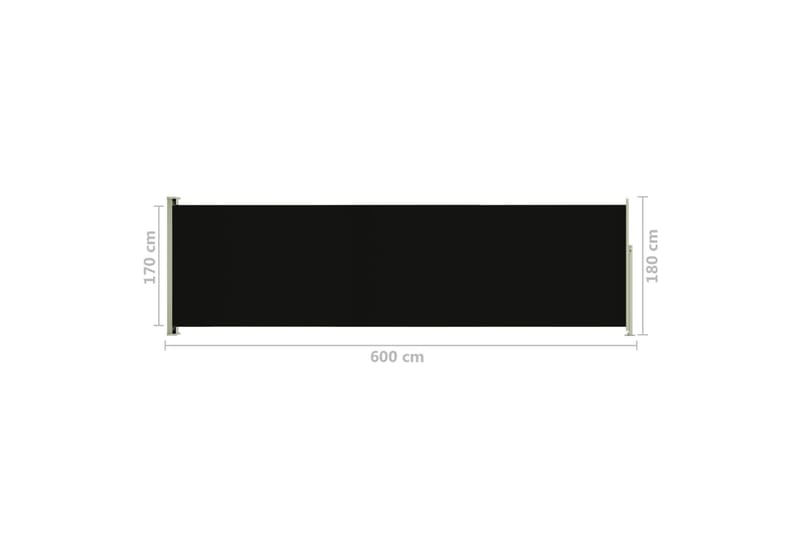 sammenrullelig sidemarkise til terrassen 180x600 cm sort - Sort - Balkonmarkise - Markiser - Sidemarkise - Altanafskærmning