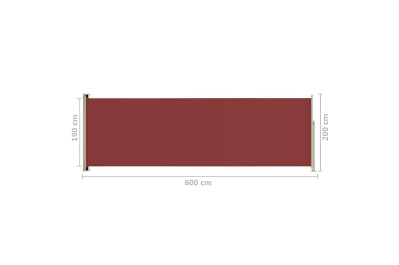 sammenrullelig sidemarkise til terrassen 200x600 cm rød - Rød - Balkonmarkise - Markiser - Sidemarkise - Altanafskærmning