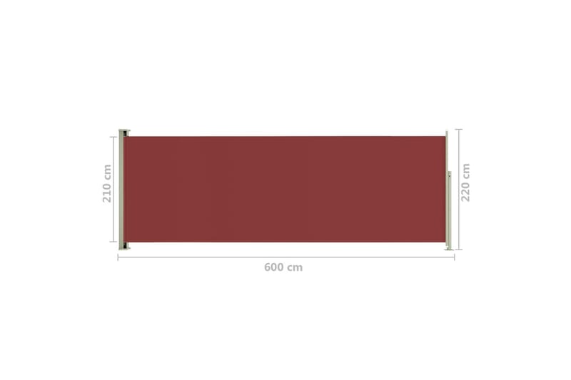 sammenrullelig sidemarkise til terrassen 220x600 cm rød - Rød - Balkonmarkise - Markiser - Sidemarkise - Altanafskærmning