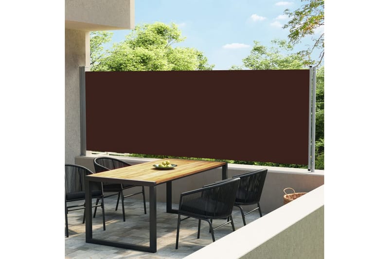 Sammenrullelig sidemarkise til terrassen 600x160 cm brun - Brun - Balkonmarkise - Markiser - Sidemarkise - Altanafskærmning