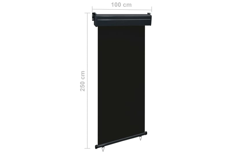 Sidemarkise Til Altan 100x250 cm Sort - Sort - Havemøbler - Solafskærmning - Markiser - Vinduesmarkise