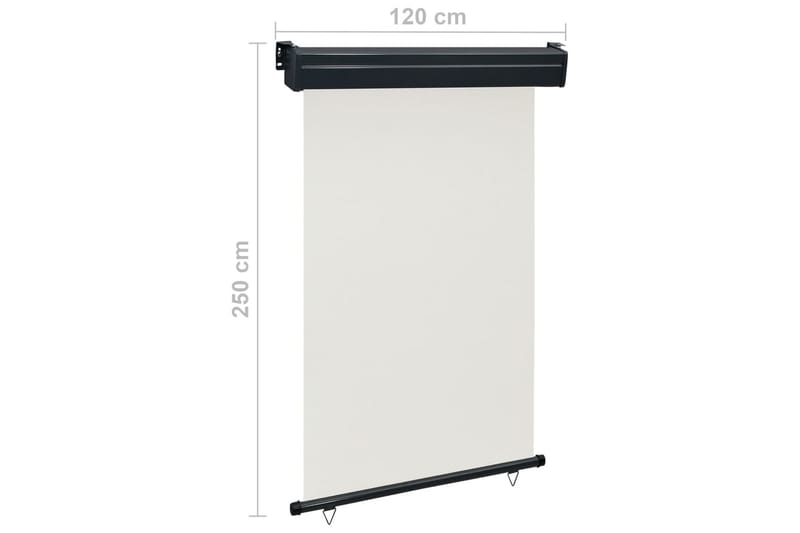 Sidemarkise Til Altan 120x250 cm Cremefarvet - Creme - Havemøbler - Solafskærmning - Markiser - Balkonmarkise