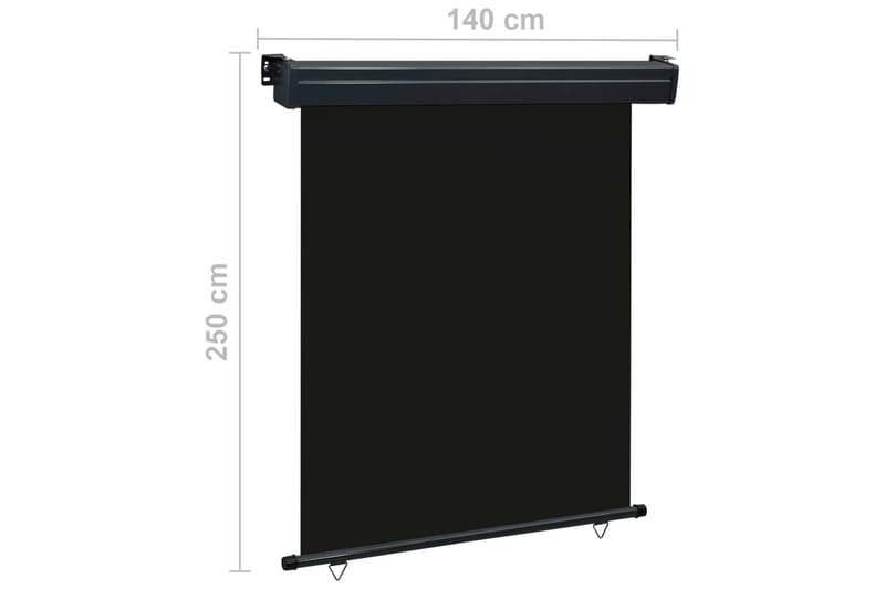 Sidemarkise Til Altan 140x250 cm Sort - Sort - Havemøbler - Solafskærmning - Markiser - Vinduesmarkise