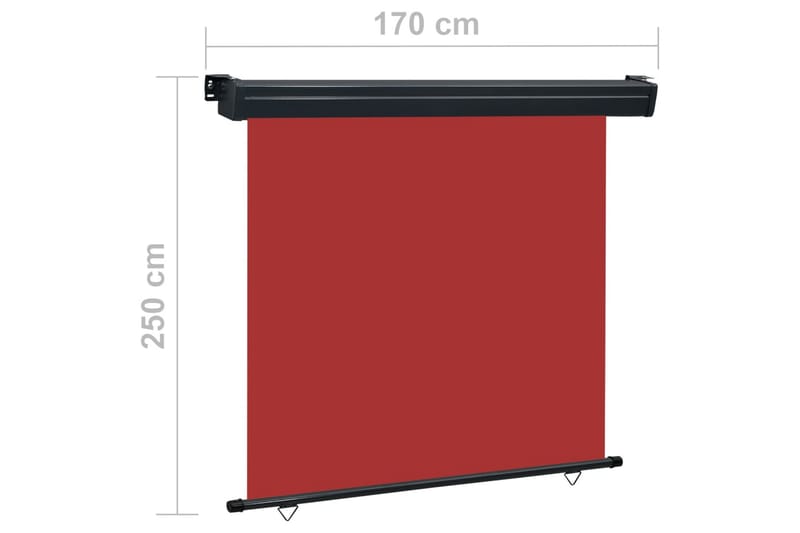 Sidemarkise Til Altan 170x250 cm Rød - Rød - Vinduesmarkise - Markiser - Solbeskyttelse vindue
