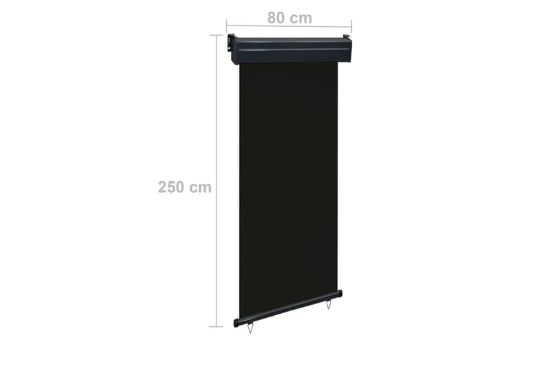 Sidemarkise Til Altan 80x250 cm Sort - Sort - Havemøbler - Solafskærmning - Markiser - Balkonmarkise