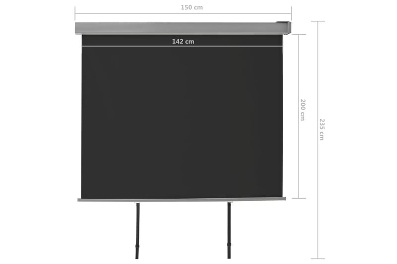 sidemarkise til altan multifunktionel 150 x 200 cm sort - Sort - Balkonmarkise - Markiser - Sidemarkise - Altanafskærmning
