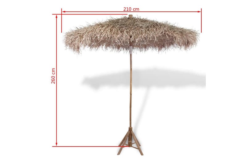 Bambusparasol Med Tag Af Bananblade 210 Cm - Brun - Havemøbler - Solafskærmning - Parasoller