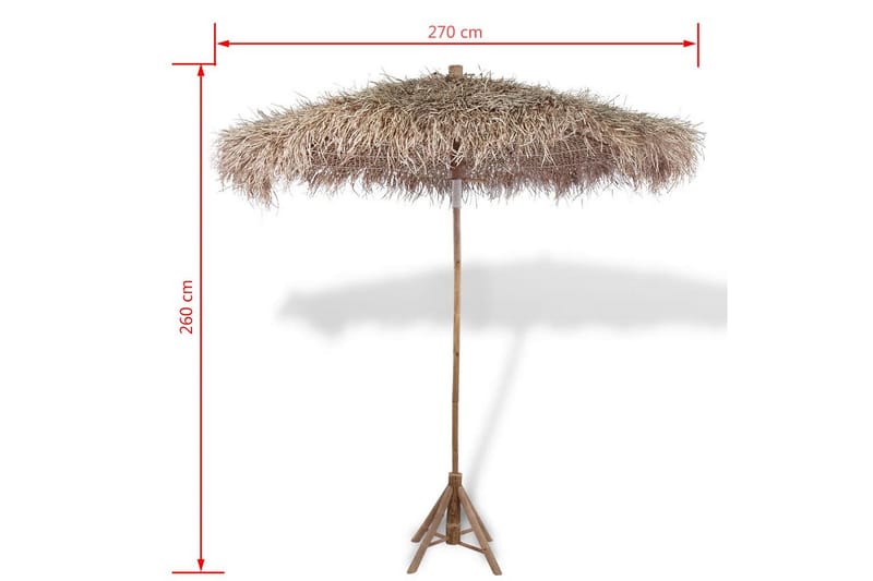 Bambusparasol Med Tag Af Bananblade 270 Cm - Brun - Havemøbler - Solafskærmning - Parasoller
