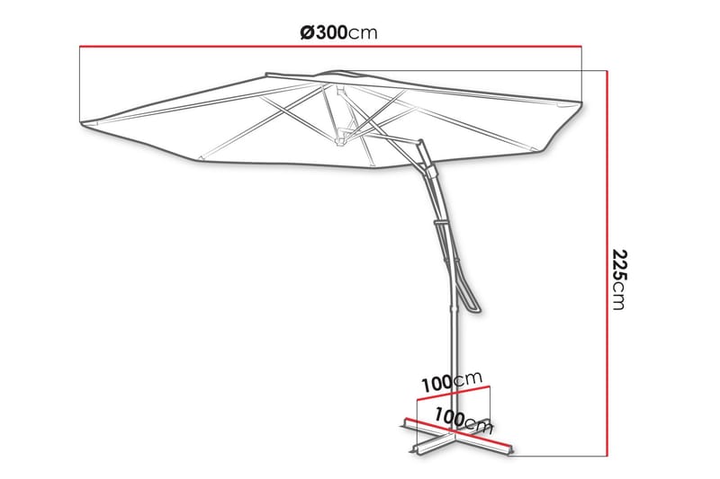 Brambleton Parasol 3m - Grå - Havemøbler - Solafskærmning - Parasoller - Hængeparasol