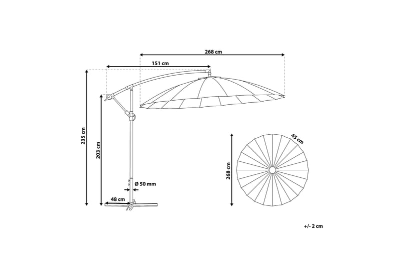 Calabria Ii Parasol 235 cm - Grå - Parasoller