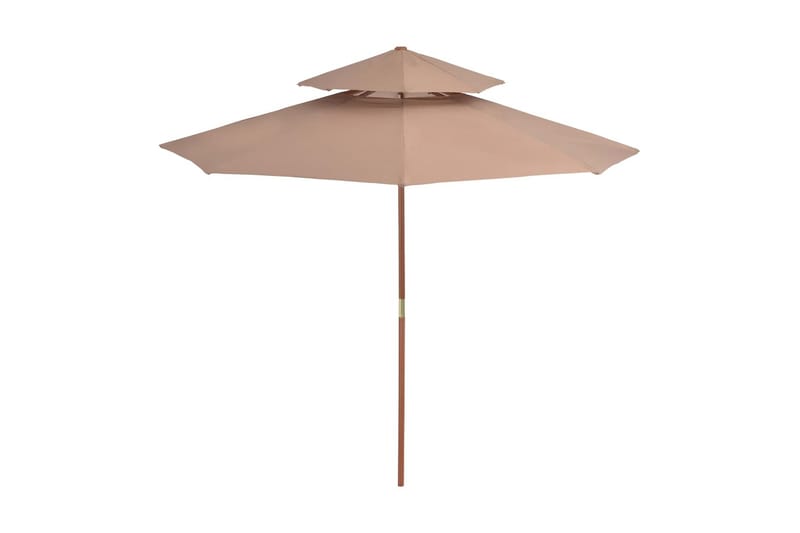 Dobbelt Parasol Med Træstang 270 Cm Gråbrun - Brun - Havemøbler - Solafskærmning - Parasoller