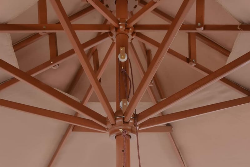 Dobbelt Parasol Med Træstang 270 Cm Gråbrun - Brun - Havemøbler - Solafskærmning - Parasoller