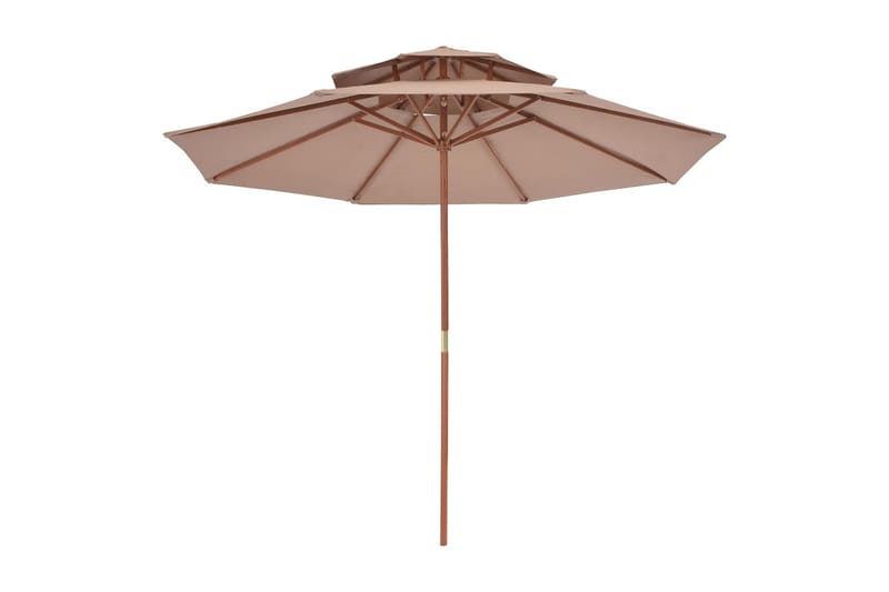 Dobbelt Parasol Med Træstang 270 Cm Gråbrun - Brun - Havemøbler - Solafskærmning - Parasoller
