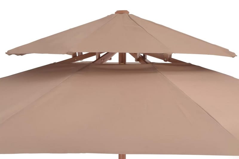Dobbelt Parasol Med Træstang 270 Cm Gråbrun - Brun - Havemøbler - Solafskærmning - Parasoller