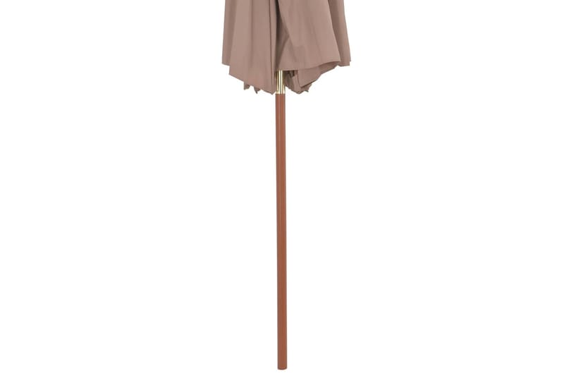 Dobbelt Parasol Med Træstang 270 Cm Gråbrun - Brun - Havemøbler - Solafskærmning - Parasoller