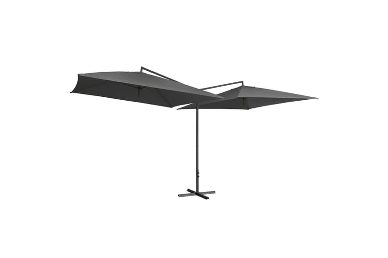 Dobbelt Parasol med Stålstang 250x250 cm Antracitgrå - Grå - Parasoller