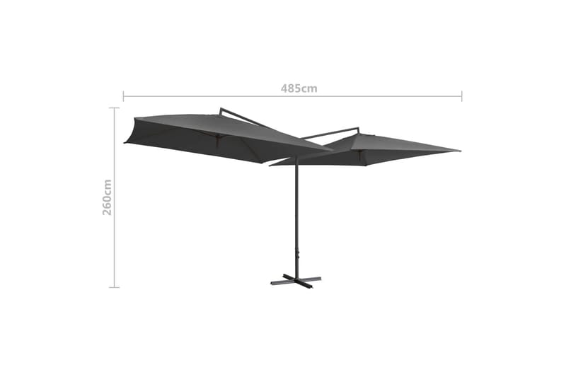 Dobbelt Parasol med Stålstang 250x250 cm Antracitgrå - Grå - Parasoller