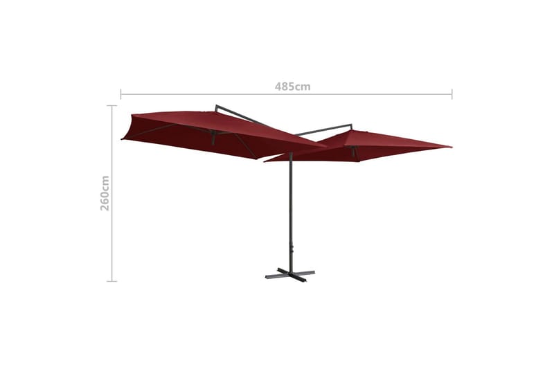 Dobbelt Parasol med Stålstang 250x250 cm Bordeauxfarvet - Rød - Parasoller