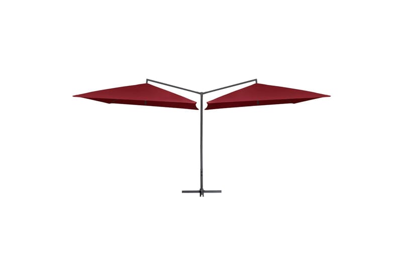Dobbelt Parasol med Stålstang 250x250 cm Bordeauxfarvet - Rød - Havemøbler - Solafskærmning - Parasoller