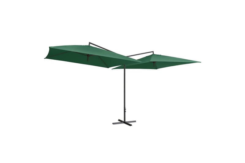 Dobbelt Parasol med Stålstang 250x250 cm Grøn - Grøn - Havemøbler - Solafskærmning - Parasoller