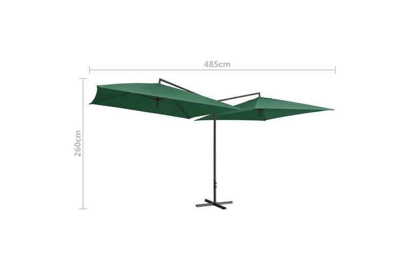 Dobbelt Parasol med Stålstang 250x250 cm Grøn - Grøn - Parasoller