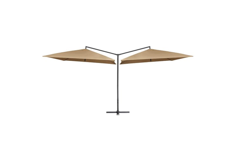 Dobbelt Parasol med Stålstang 250x250 cm Gråbrun - Brun - Havemøbler - Solafskærmning - Parasoller