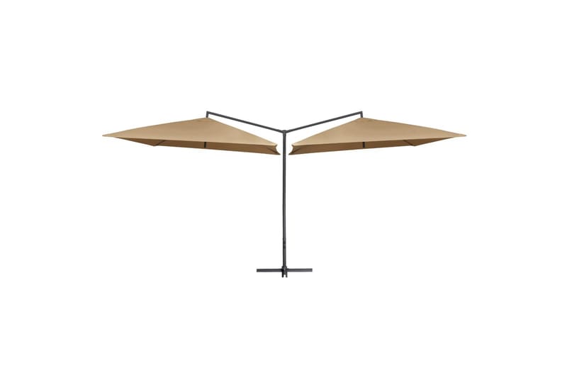 Dobbelt Parasol med Stålstang 250x250 cm Gråbrun - Brun - Parasoller