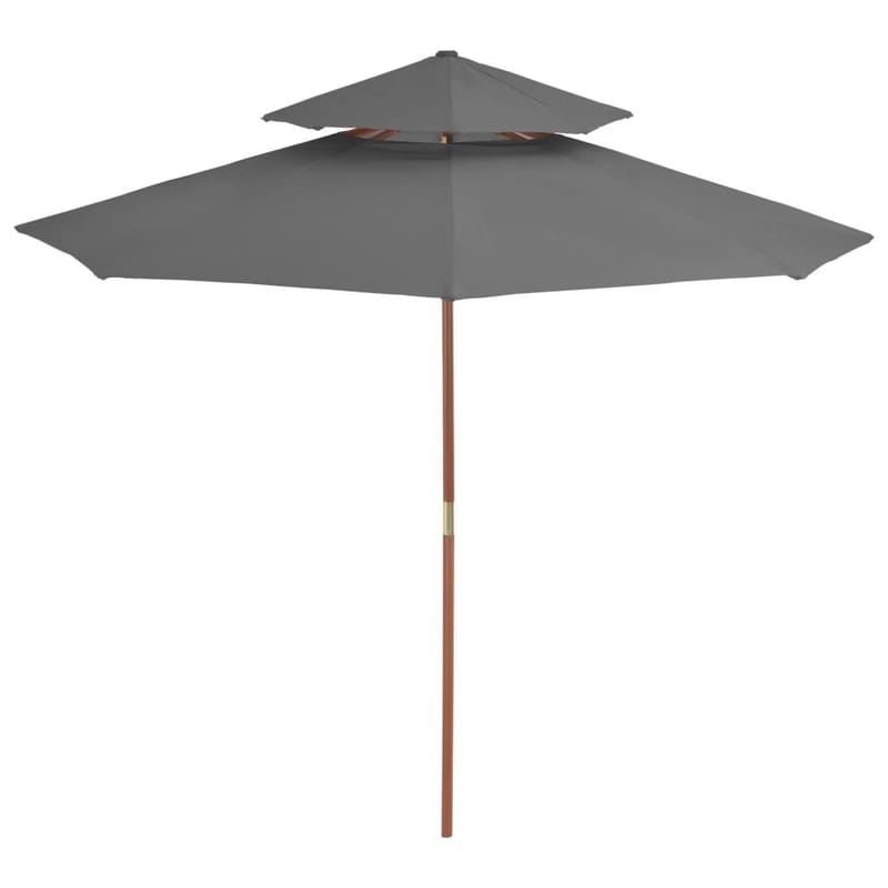 Dobbelt Parasol Med Træstang 270 Cm Antracitgrå - Grå - Havemøbler - Solafskærmning - Parasoller