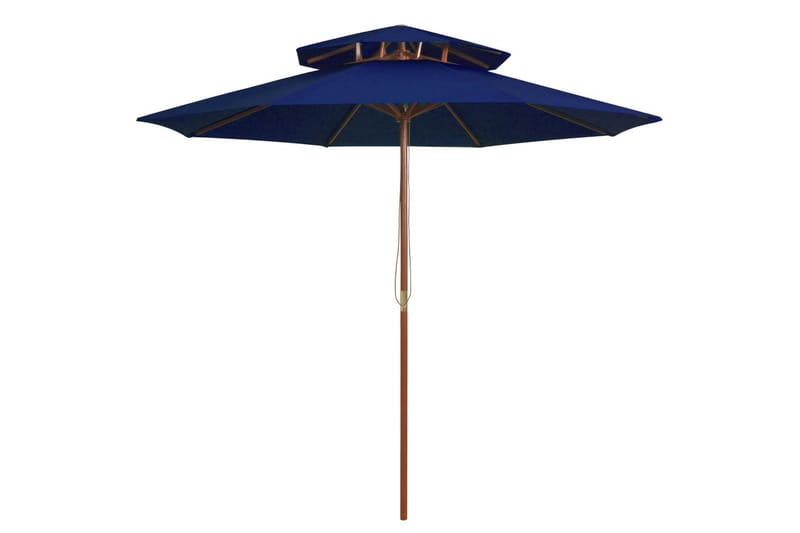dobbelt parasol med træstang 270 cm blå - Blå - Havemøbler - Solafskærmning - Parasoller