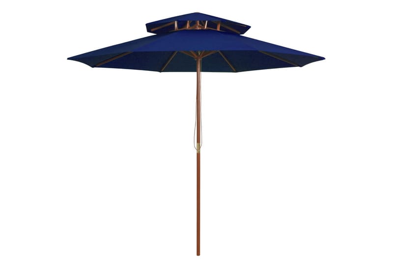 dobbelt parasol med træstang 270 cm blå - Blå - Parasoller
