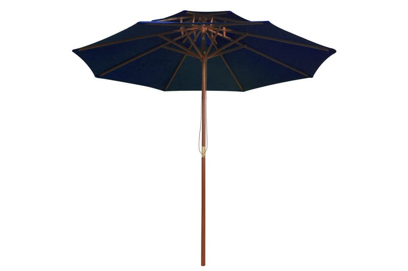 dobbelt parasol med træstang 270 cm blå - Blå - Havemøbler - Solafskærmning - Parasoller
