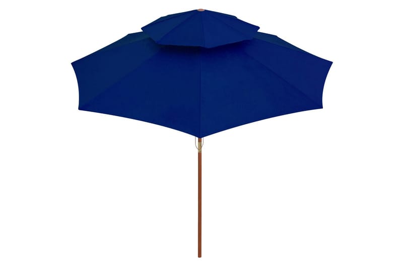 dobbelt parasol med træstang 270 cm blå - Blå - Havemøbler - Solafskærmning - Parasoller