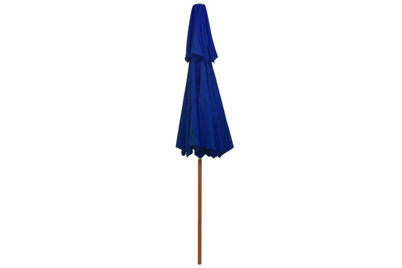 dobbelt parasol med træstang 270 cm blå - Blå - Havemøbler - Solafskærmning - Parasoller