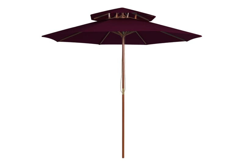 dobbelt parasol med træstang 270 cm bordeaux - Rød - Havemøbler - Solafskærmning - Parasoller