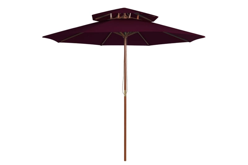 dobbelt parasol med træstang 270 cm bordeaux - Rød - Parasoller