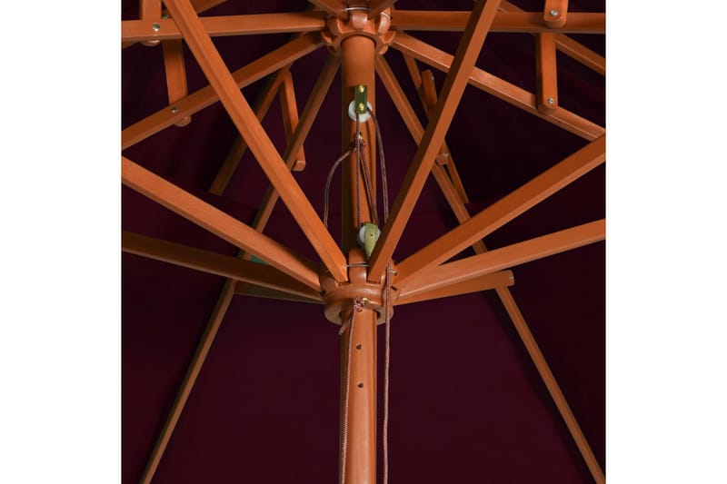 dobbelt parasol med træstang 270 cm bordeaux - Rød - Havemøbler - Solafskærmning - Parasoller