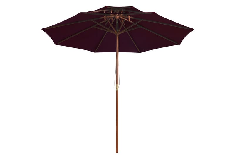 dobbelt parasol med træstang 270 cm bordeaux - Rød - Havemøbler - Solafskærmning - Parasoller