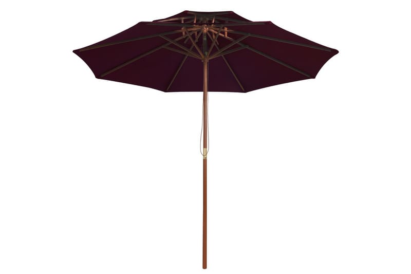 dobbelt parasol med træstang 270 cm bordeaux - Rød - Parasoller