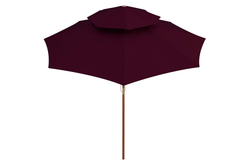 dobbelt parasol med træstang 270 cm bordeaux - Rød - Havemøbler - Solafskærmning - Parasoller