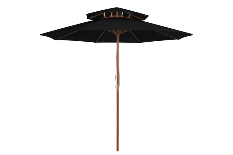 dobbelt parasol med træstang 270 cm sort - Sort - Havemøbler - Solafskærmning - Parasoller