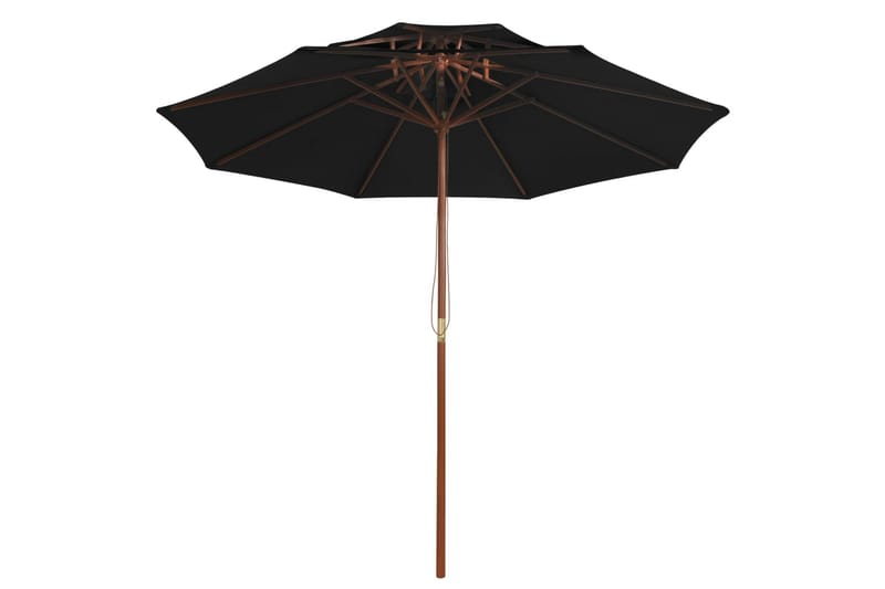 dobbelt parasol med træstang 270 cm sort - Sort - Havemøbler - Solafskærmning - Parasoller