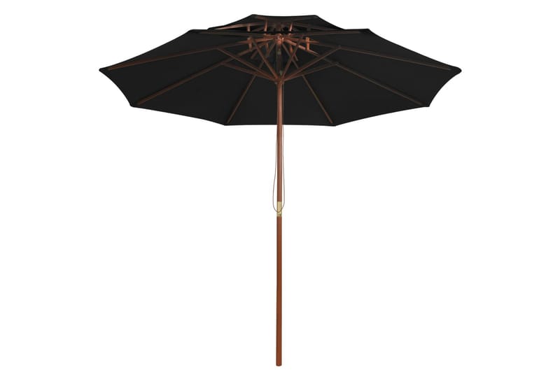 dobbelt parasol med træstang 270 cm sort - Sort - Parasoller