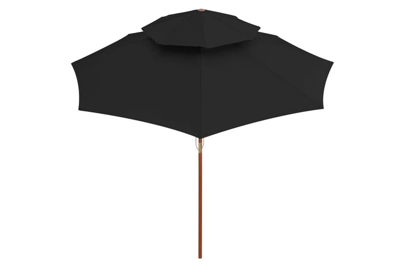 dobbelt parasol med træstang 270 cm sort - Sort - Havemøbler - Solafskærmning - Parasoller