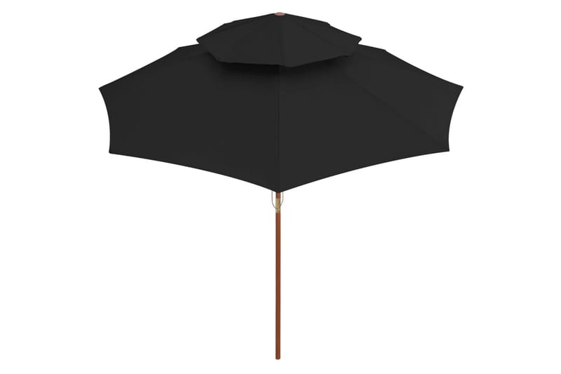 dobbelt parasol med træstang 270 cm sort - Sort - Parasoller