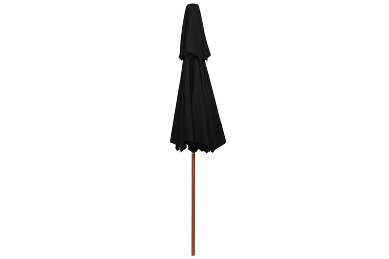 dobbelt parasol med træstang 270 cm sort - Sort - Havemøbler - Solafskærmning - Parasoller