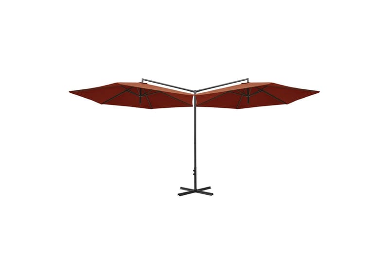 dobbelt parasol med stålstang 600 cm terrakotta - Parasoller
