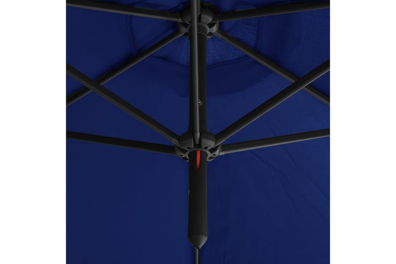 dobbelt parasol med stålstang 600 cm azurblå - Blå - Havemøbler - Solafskærmning - Parasoller